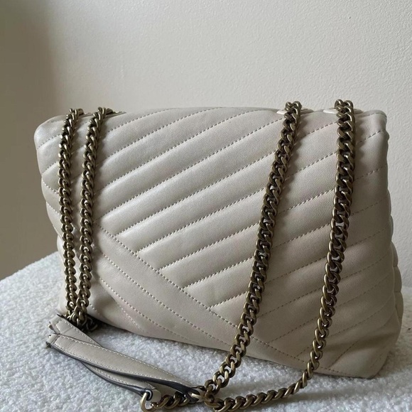 Tory Burch Cream Quilted Shoulder Bag - Picture 5 of 6